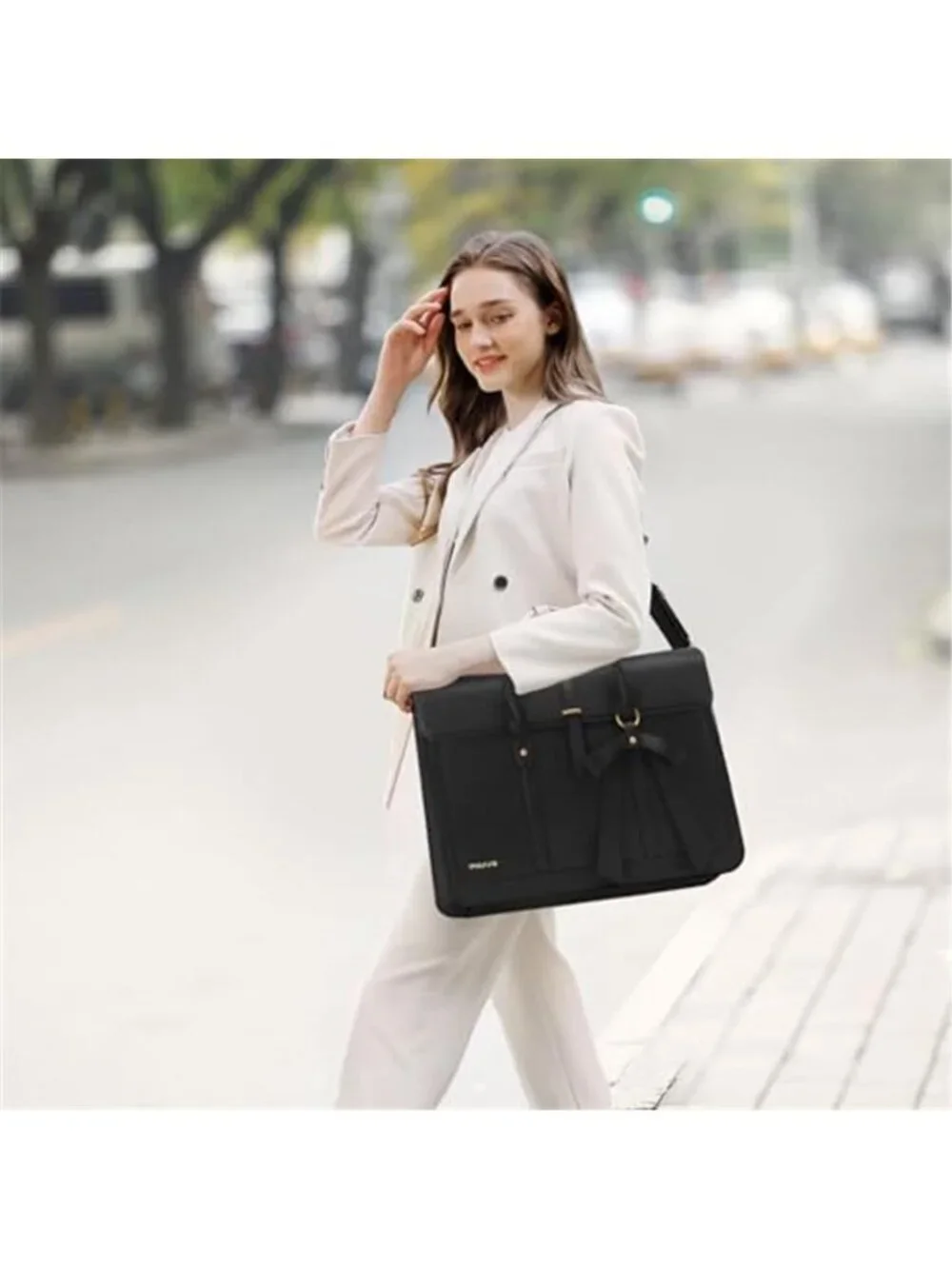Women's Laptop Bag PU Leather Laptop Shoulder Bag Convertible Backpack